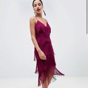 ASOS Fringe Mesh Midi Dress
